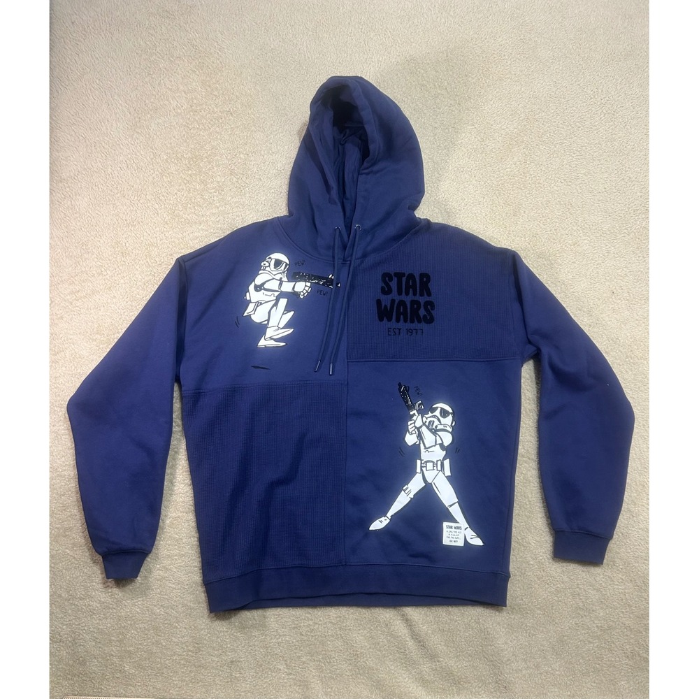 Star Wars Stormtrooper Graphic Hoodie Pullover Blue Mens Size Medium Disney Pew